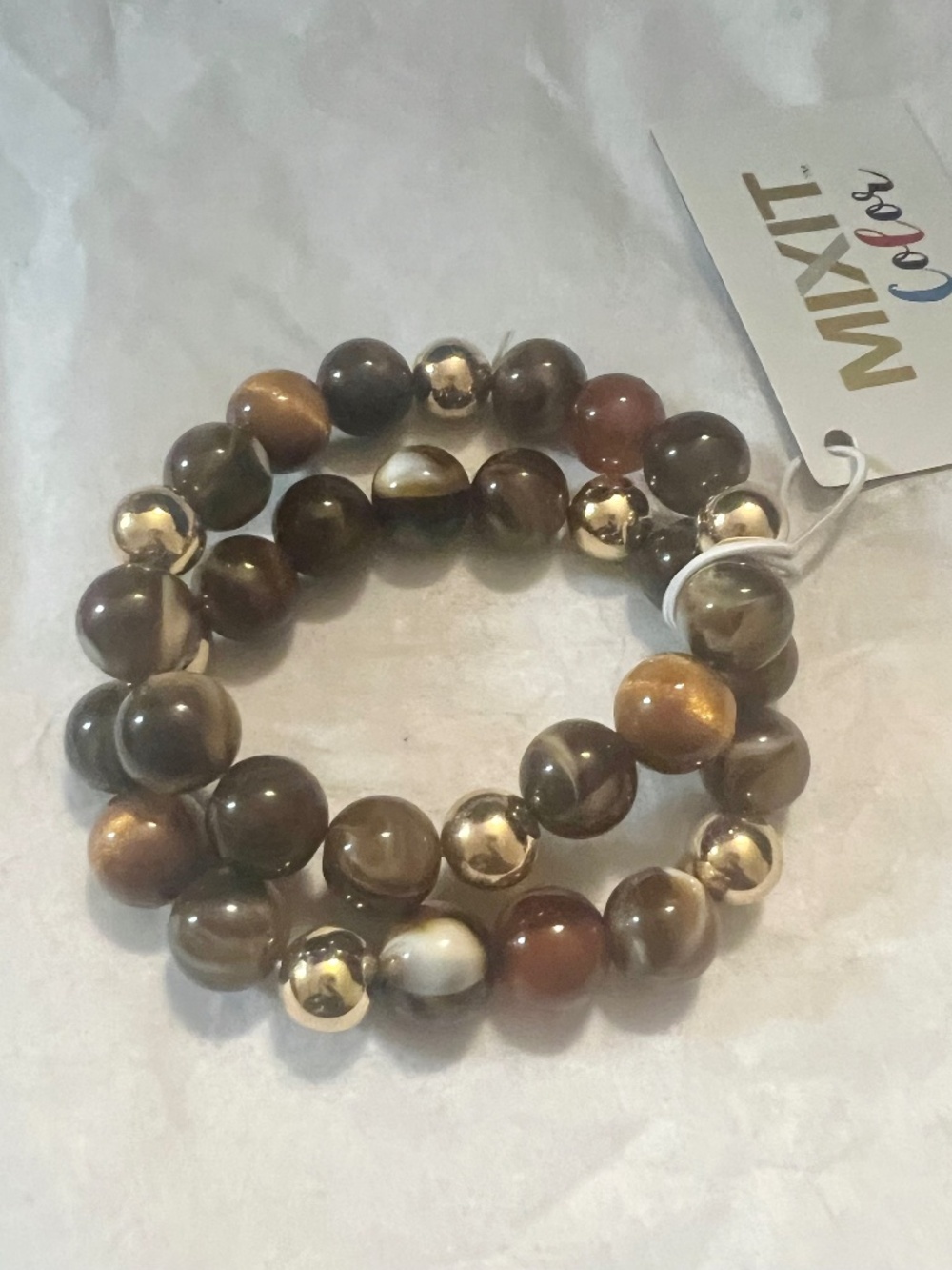 Brown and Gold Bead Wrap Bracelet NWT
